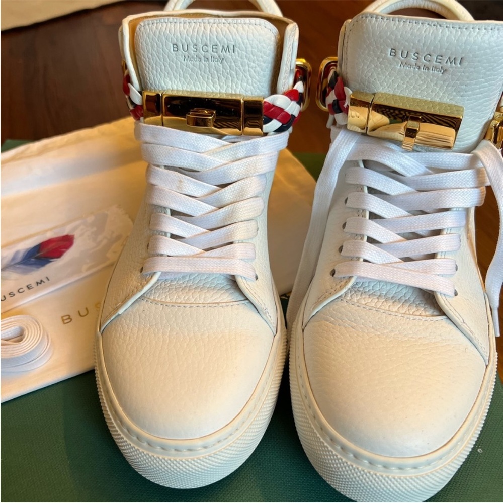 Buscemi Womens 100MM ALTA White Leather Sneakers size 40 used